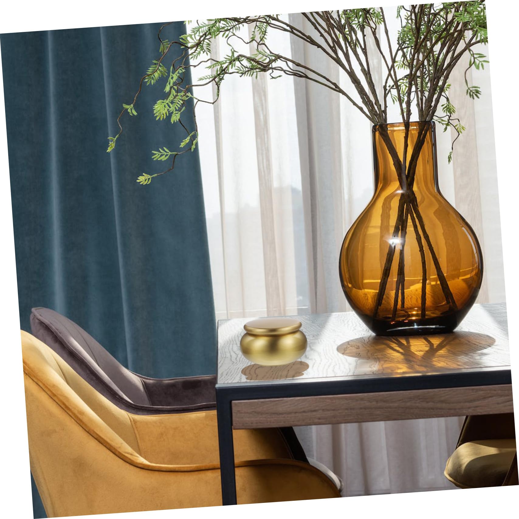 minkissy Urna de Cremación Pequeña de Cobre Dorado Buen Sellado, Diseño Simple y Elegante, para Guardar Cenizas en Hogares y Cementerios