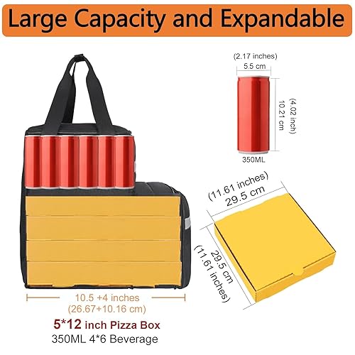 Miniatura 2 de Mochila térmica para entrega de alimentos, bolsa de entrega de pizza aislada para bicicleta con 3 divisores, mochila impermeable reutilizable para