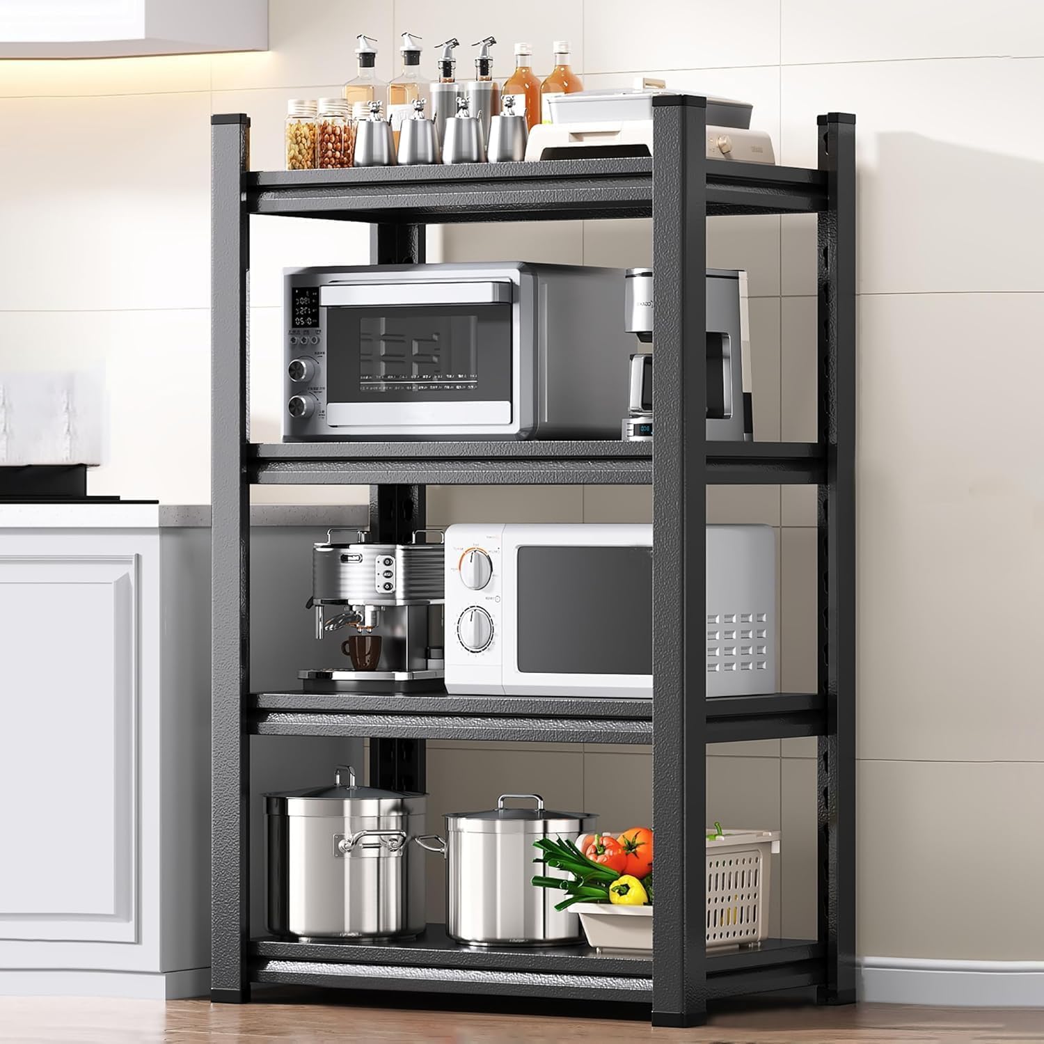 HOME CUBE 4 Layer Metal Storage Rack with Adjustable Boltless Shelf, Display, Kitchen Storage Rack Multipurpose Stand for ...