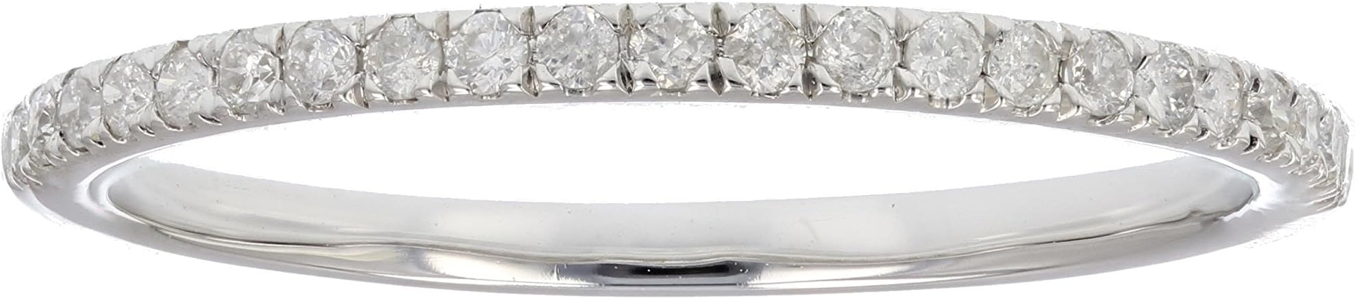 Vir Jewels 1/6 cttw Pave Round Diamond Wedding Band for Women in 10K White Gold Prong Set, Size 4.5-10