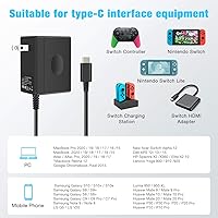 Vista 7 de Cargador de interruptor para Nintendo SwitchSwitch OLEDSwitch Lite, carga rápida de 2.5 horas con cable de carga de 5 pies, base de interruptor