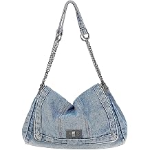 Eiyye Denim Purse for Women Vintage Jean Crossbody Purse with Chain Strap & Turn-Lock Flap Casual Hobo Style