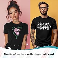 Vista 4 de TransWonder Vinilo de Transferencia de Calor Puff Dorado - Vinilo de Transferencia de Calor 3D Puff HTV Vinilo Puff 12" x 6' para Prensa de Calor