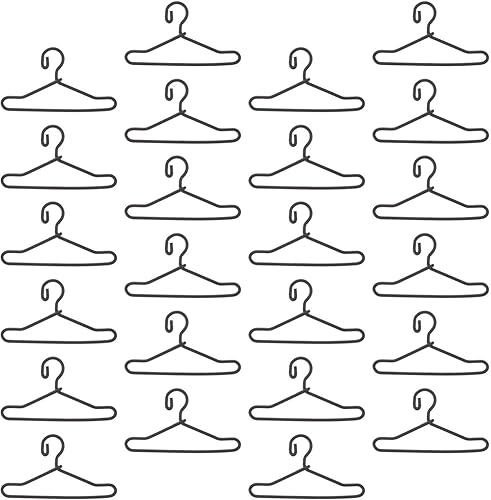 Miniatura 9 de 50 piezas de ropa para muñecas Linda casa de muñecas Ropa de alambre en miniatura Soporte de ropa 1.575 in Plata