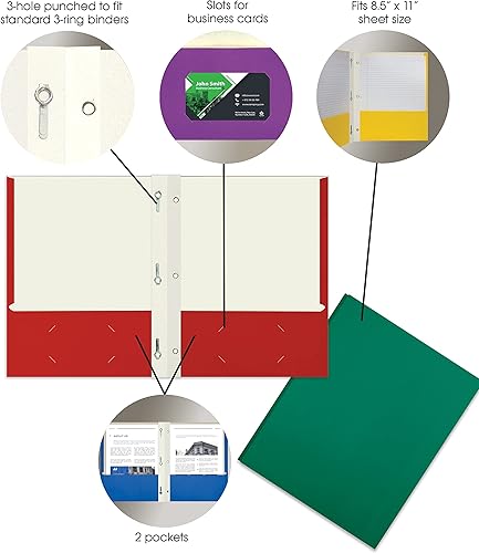 Miniatura 5 de Better Office Products - Carteras de papel tamaño carta, caja de 100 unidades, colores primarios surtidos, con cierres (surtido, carpetas de papel