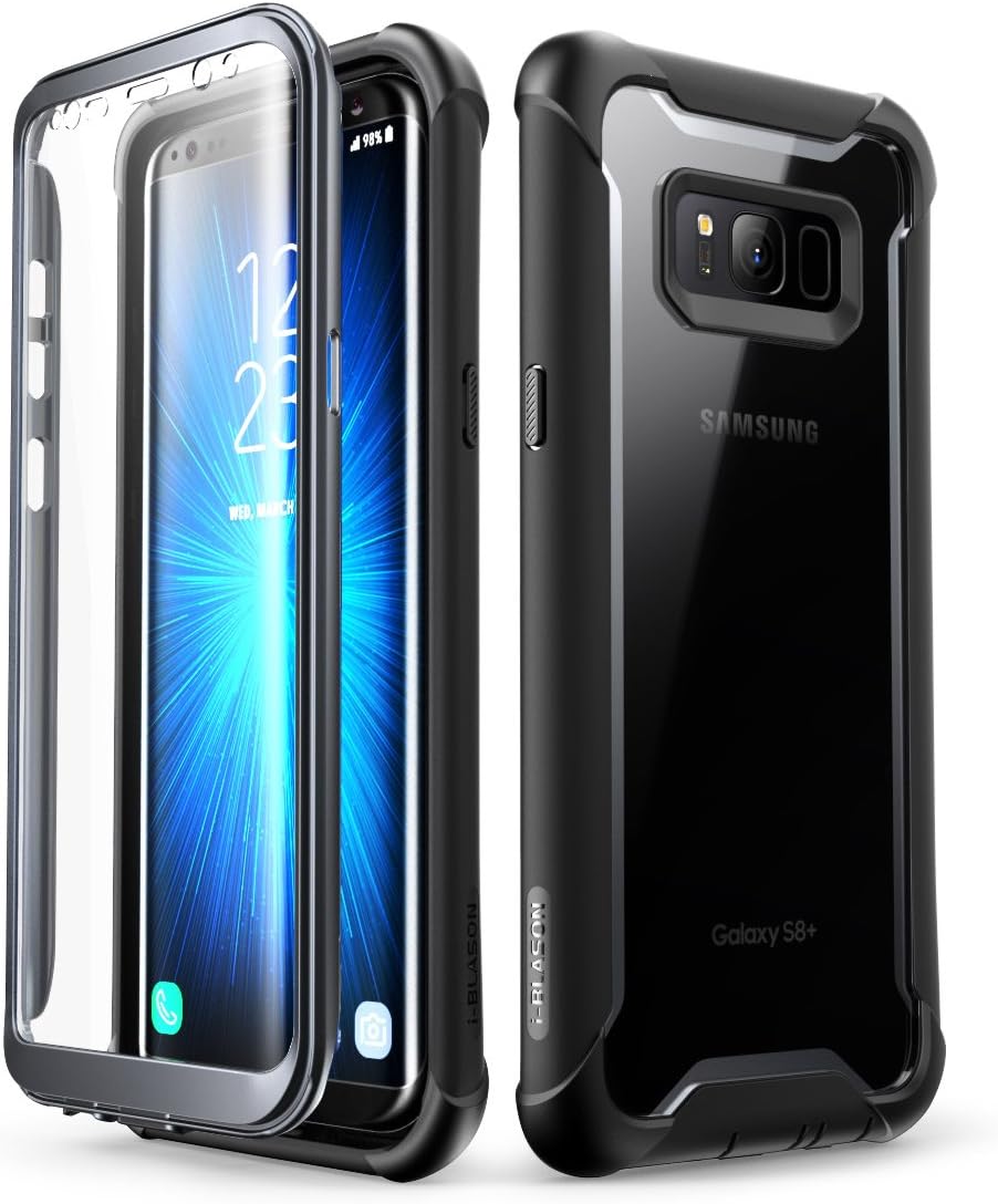 i-Blason Case for Galaxy S8+ Plus 2017 Release, Ares Full-Body Rugged Clear Bumper Case with Built-in Screen Protector for Samsung Galaxy S8+ Plus (Black)