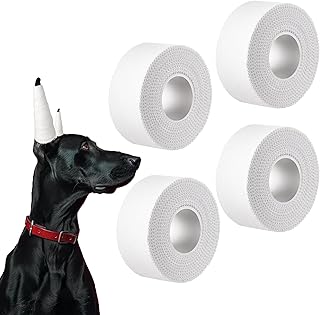 4 Pcs 1 Inch Ear Tape for Dog Ears，Dog Ears Stand up Care Tape，Breathable and Easy Tear for Doberman Pinscher