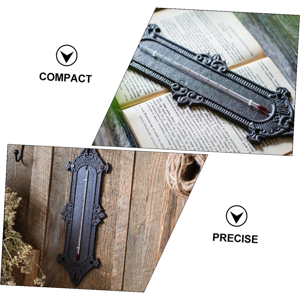 Termometro da Parete in Ferro Nero Design Multifunzionale per Interni, Decorazione Classica per Casa e Giardino, per Monitorare la Temperatura Interna
