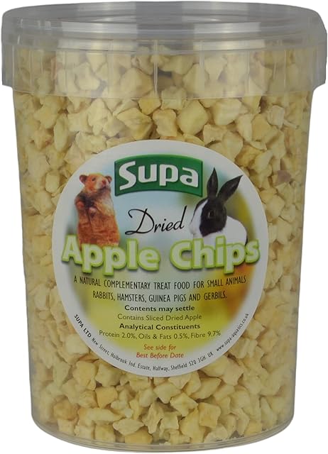 Supa Small Animal Apple Chips Tub, 1 Litre | Made From Human Grade Food Material | Excellent Treat For Your Pet