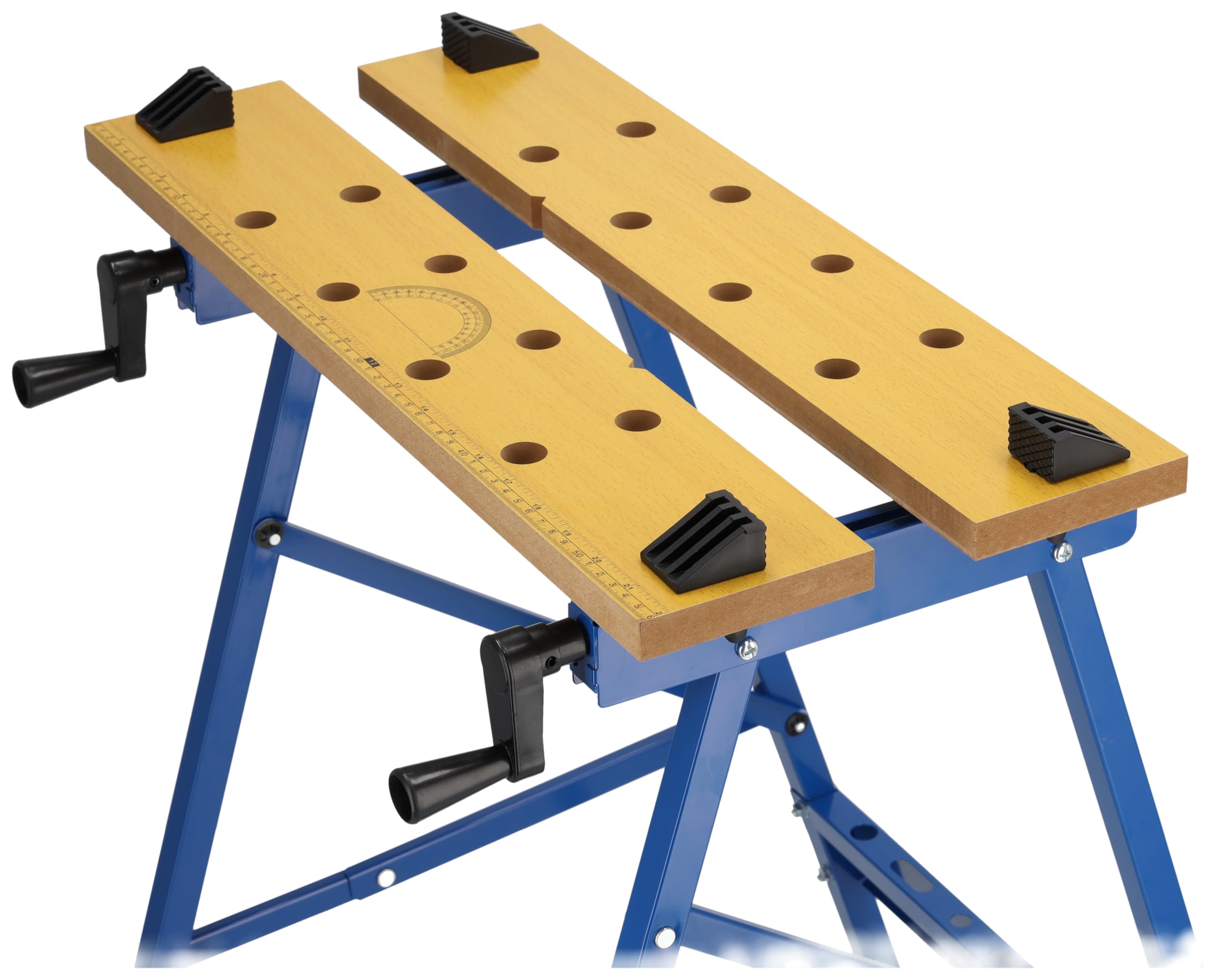 Banco da lavoro Dedra, portata max. 100 kg, grande superficie di lavoro stampata, scala e indicazioni angolari, pieghevole, versatile, regolabile, banco da lavoro con ganasce, tavolo da lavoro