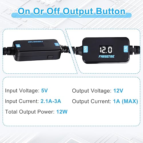 Miniatura 6 de FARSENSE Adaptador USB A a 12 V para encendedor de cigarrillos USB C DC 5V a 12V Step Up Cable convertidor de encendedor de cigarrillos de coche (3