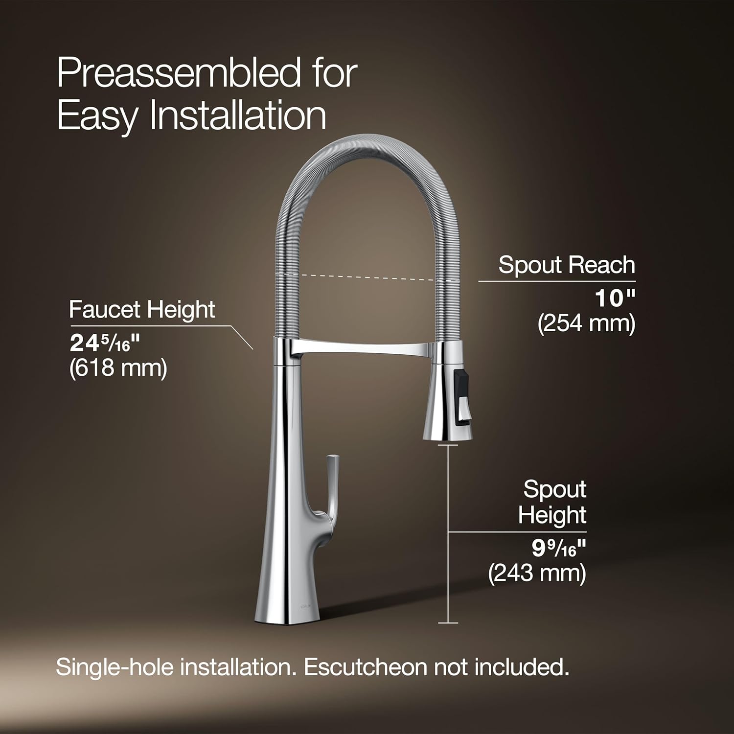 Diagram showing Kohler Graze Faucet dimensions