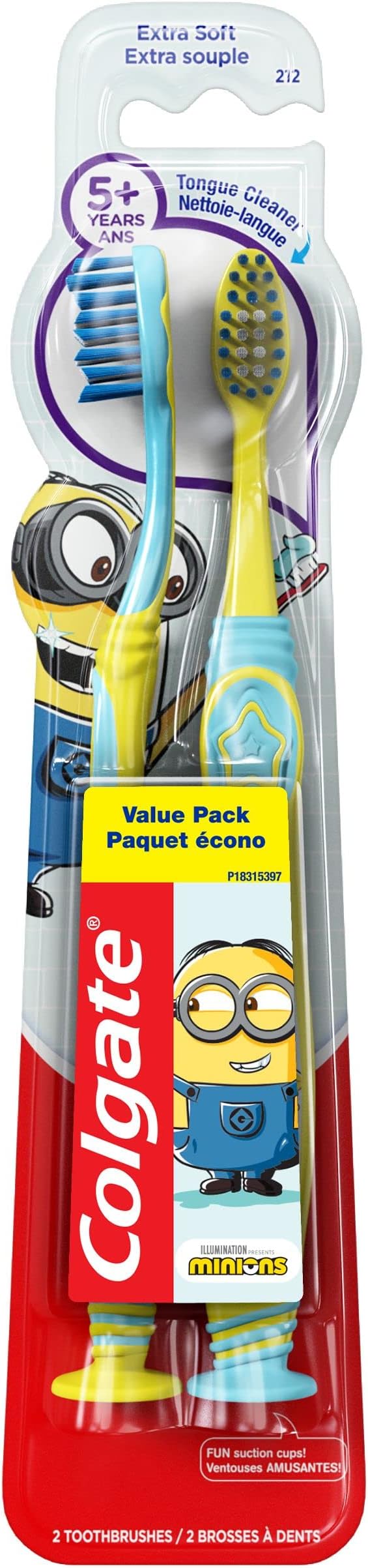 Kids Toothbrush with Suction Cup, Extra Soft - Minions (2 Count)