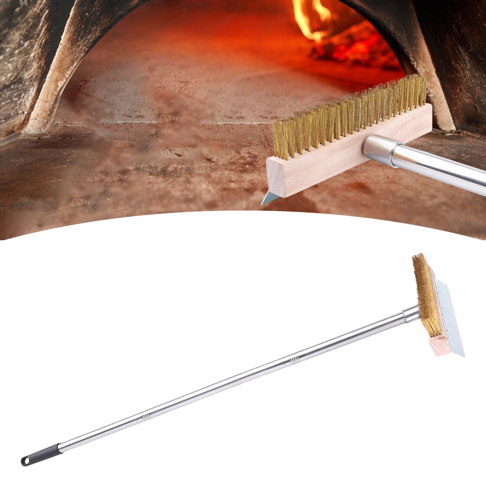 Cepillo para Horno de Pizza con Cerdas de Cobre para Uso Comercial – Accesorio – Cepillo Multifuncional para Limpieza de Parrillas, 1,2 m