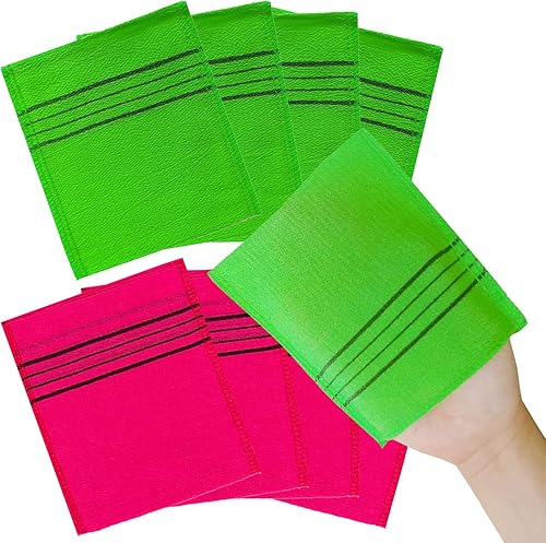 Miniatura 28 de Manopla de baño exfoliante asiática coreana para eliminar la piel muerta. Exfoliante corporal. Guantes exfoliantes para exfoliante corporal (rojo 4)