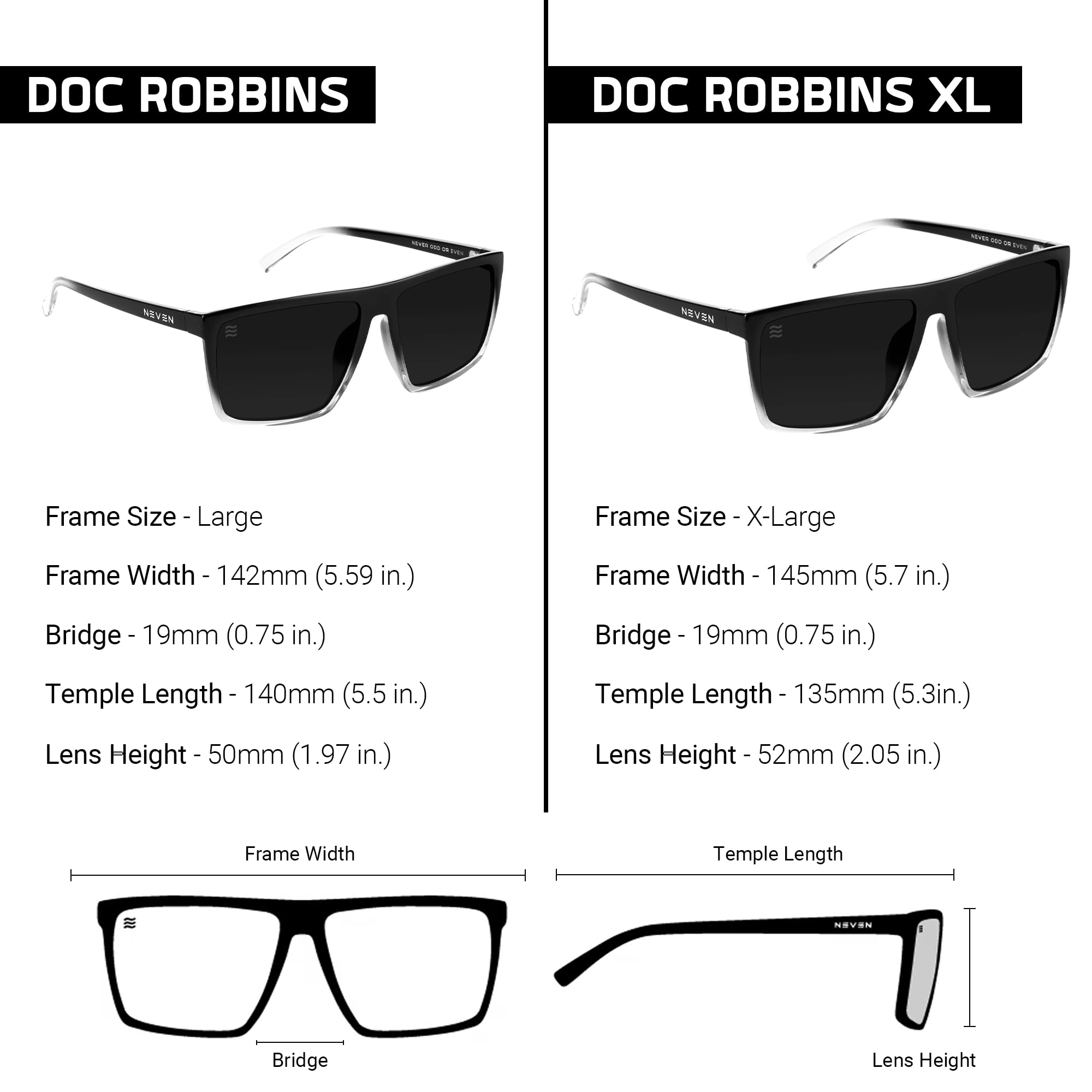 NEVEN Przybrzeżne prostokątne okulary przeciwsłoneczne - polaryzacyjne soczewki, krój L/XL, ochrona UV400 do noszenia na co dzień i na plażę, Colorado Bulldog, Large