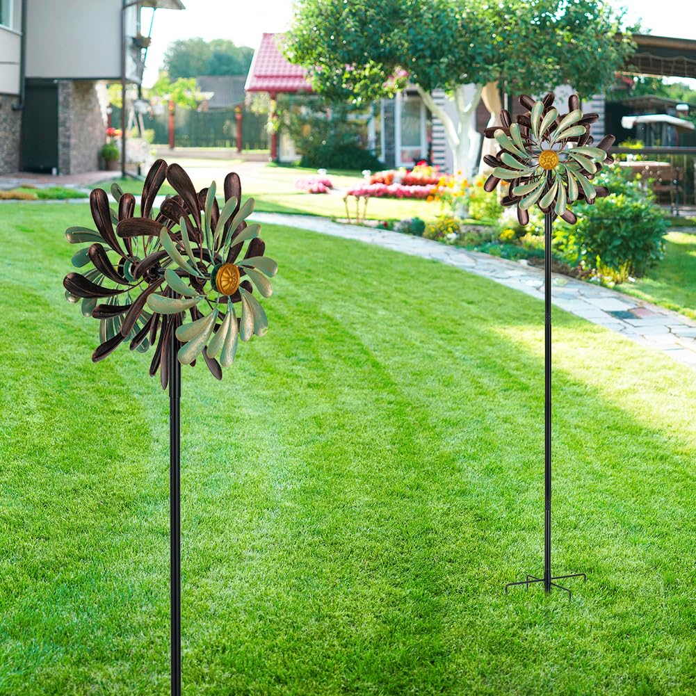 33 cm Windspiel für den Außenbereich, Metall-Windspiel, 360° drehbares Windspiel, Retro-Windräder, kinetische Windspiele für Hof und Garten, Windskulpturen und Spinner, Hofkunst-Windmühlen