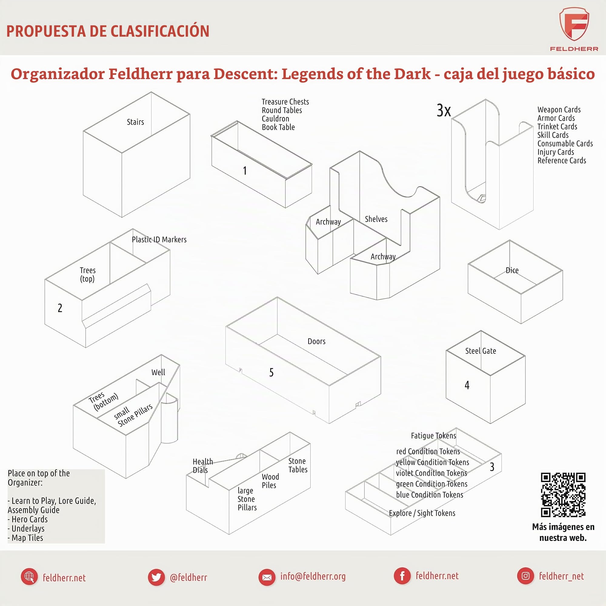 Feldherr Organizador + Juego de Espuma Compatible con Descent: Legends of The Dark - Caja del Juego Principal