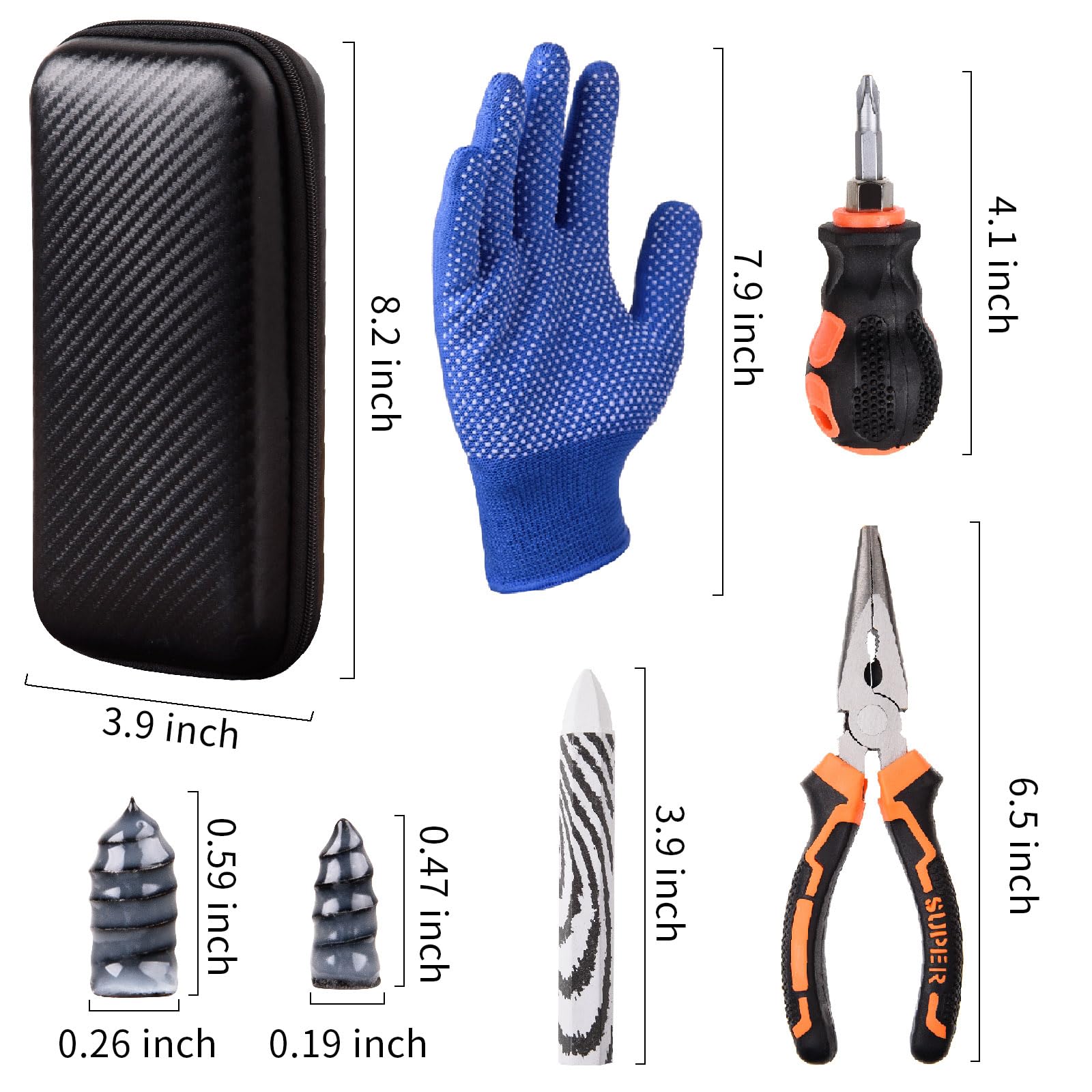 100-teiliges Reifenschrauben-Reparatur-Set – keine Reifenentfernung erforderlich, Reifen-Seitenwand-Reparaturset, Patch-Stecker-Werkzeuge und tragbare Aufbewahrungstasche – schnelle
