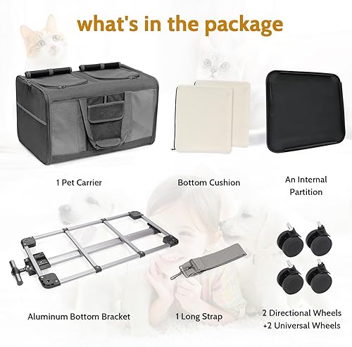 Miniatura 6 de Transportador para gatos para 2 gatos o 1 perro pequeño, negro