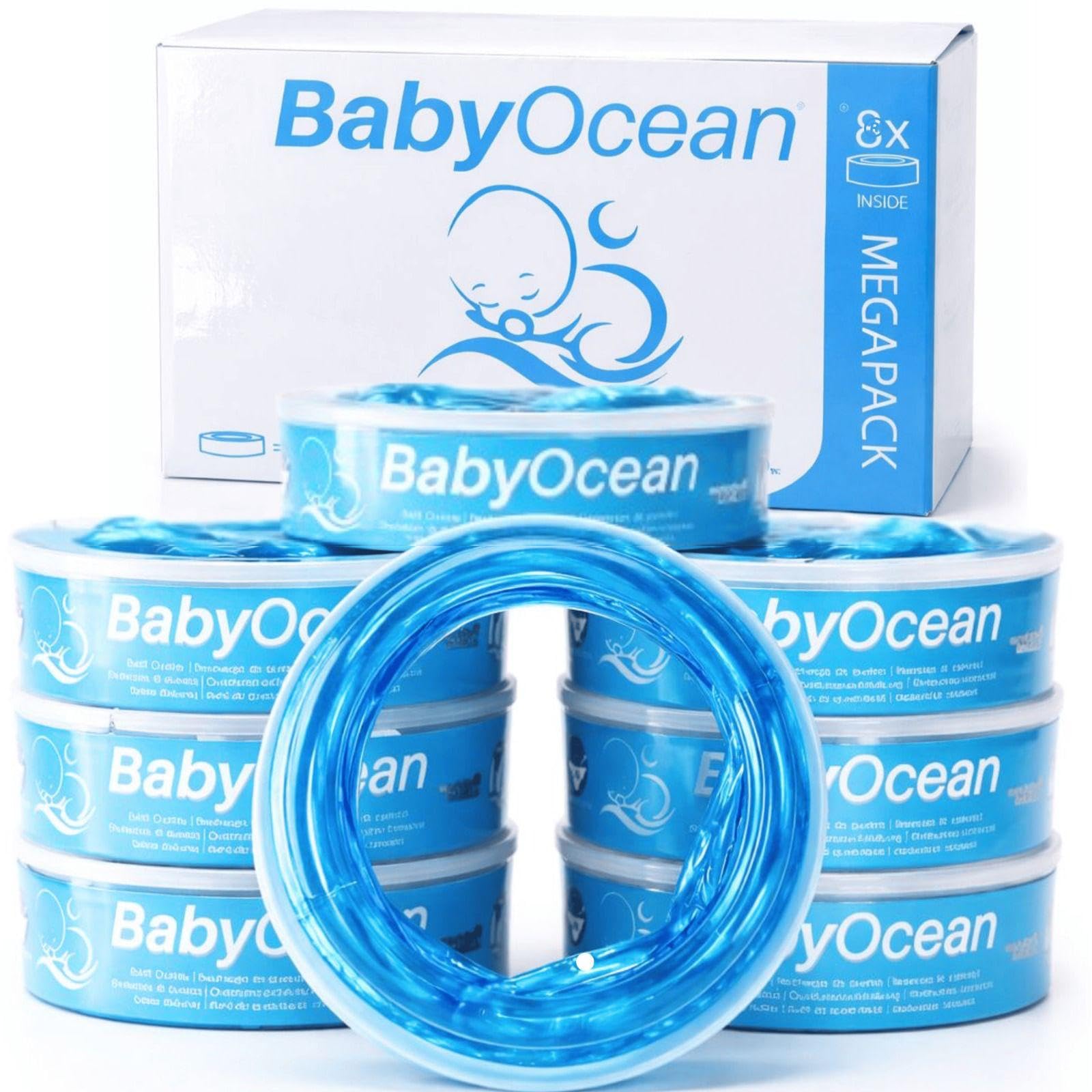 Sacchetti Profumati BabyOcean Ricarica Compatibile Angelcare Foppapedretti Litter Locker II, Multi-strato Anti Odore, 8 Pezzi