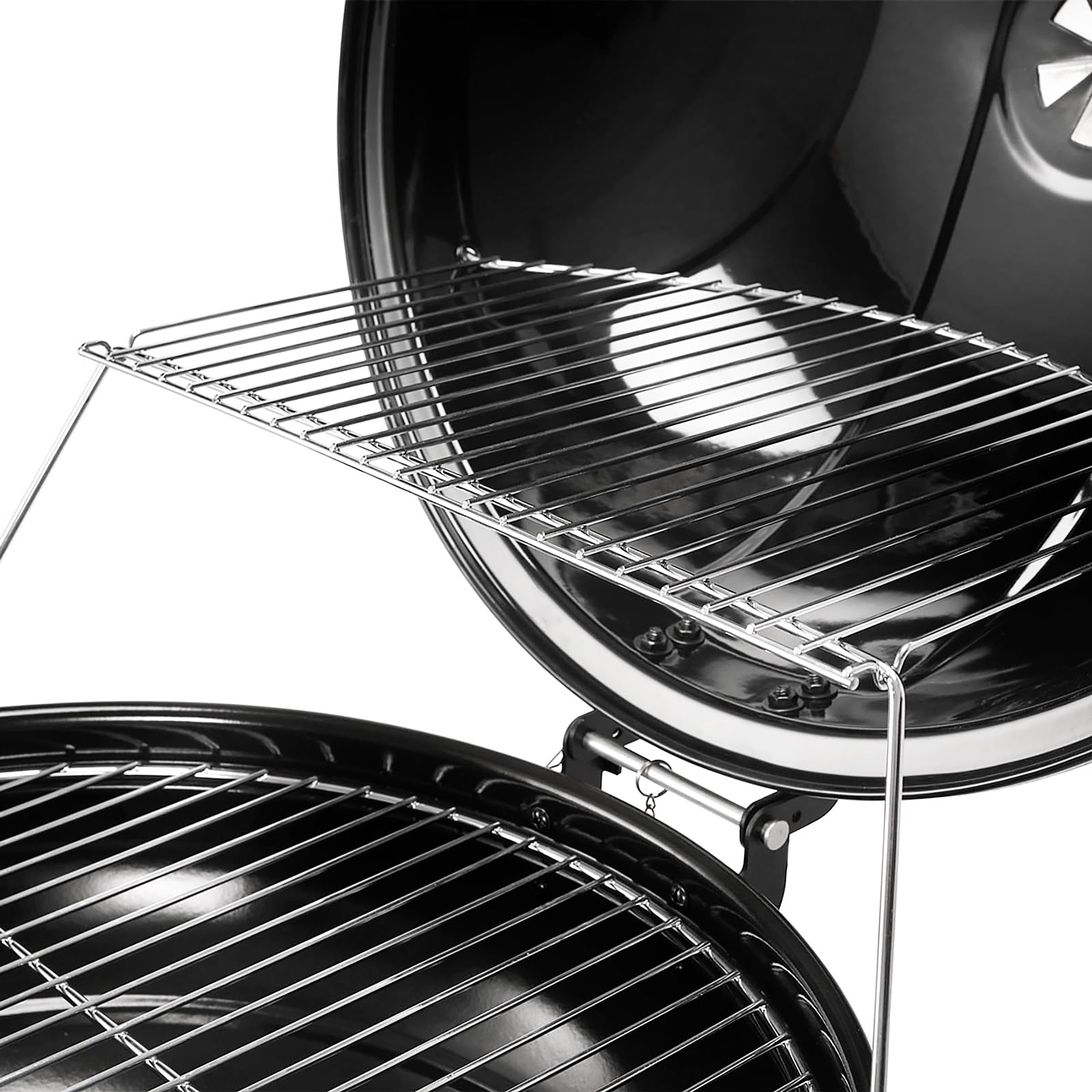 TAINO NEO Holzkohle-Kugelgrill mit klappbarem Deckel Kettle-Grill Ø 57 cm Thermometer Schwarz