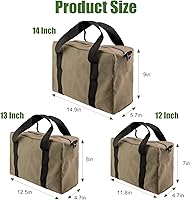 Vista 3 de Bolsa de herramientas pequeña, bolsa organizadora de herramientas de boca ancha, bolsa de herramientas de gran capacidad para hombres, bolsa de Caqui