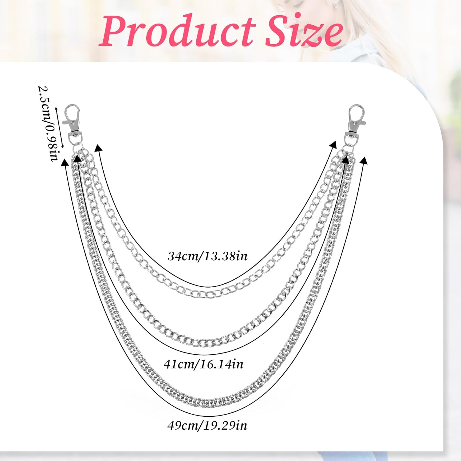 Wallet Chain Punk Trousers Pants Chains Halloween Costumes Pocket Chain Stainless Steel Jeans Chains Belt Chain Jeans Chain for Key Wallet Hip-Hop Fashion Chain (Silver) - Image 3