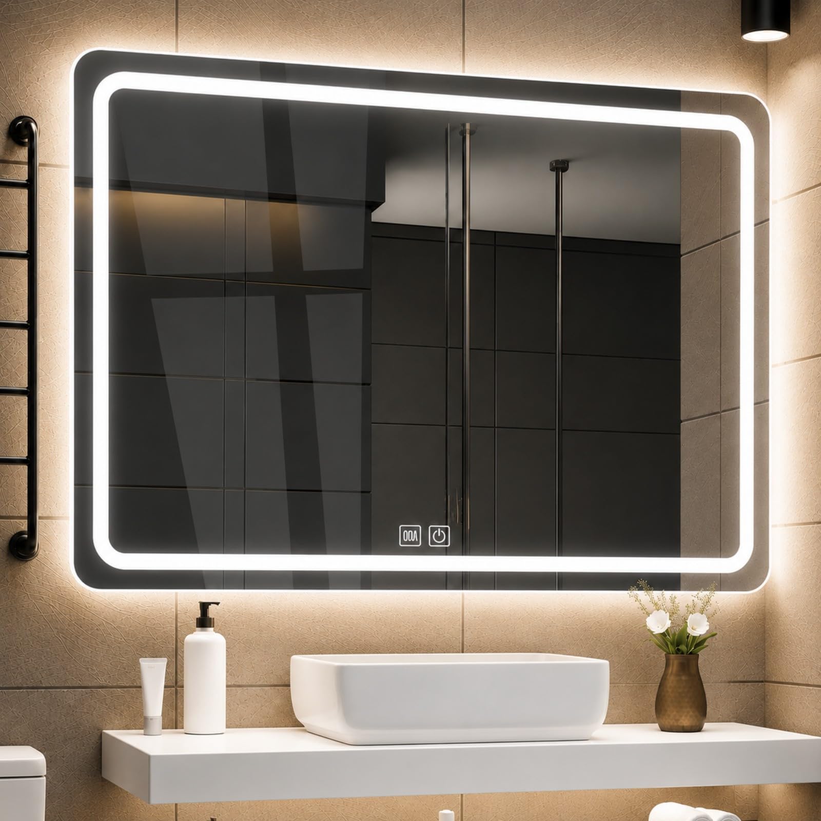Dopwii Espejo para Baño con Luz LED, Antivaho, Touch, 3 Tonos, 60x80cm