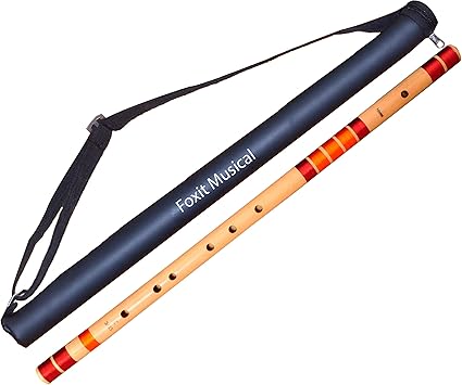 Foxit G Natural Base Right Hand Bansuri Size 24 inches Bamboo Flute With Carry Bag