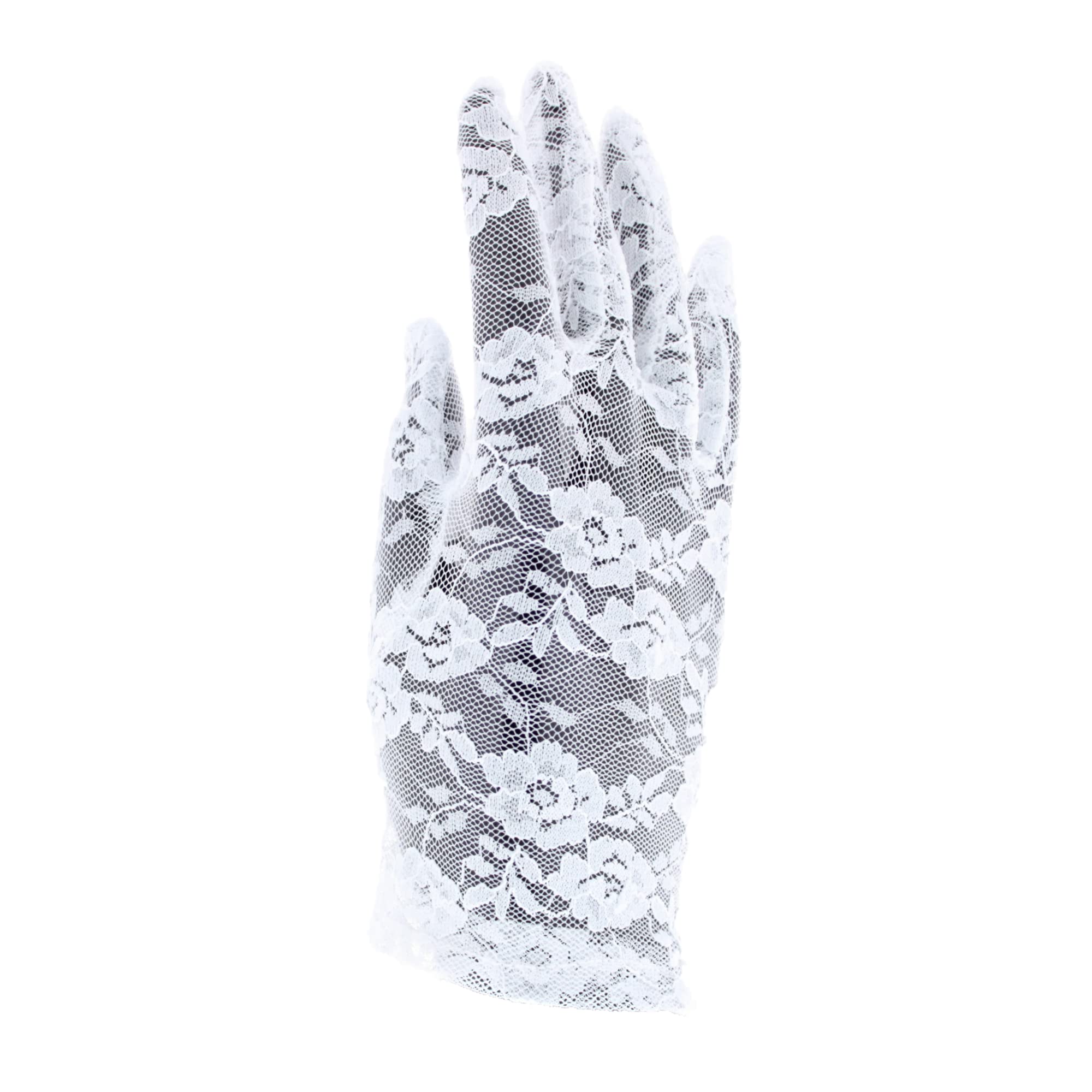 Zac's Alter Ego Soft White Children's Lace Gloves for Weddings or Fancy Dress