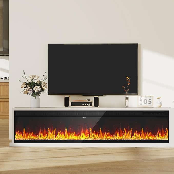 Chimenea eléctrica Furniliving de 60 pulgadas, 750W/1500W, con control remoto miniatura 2