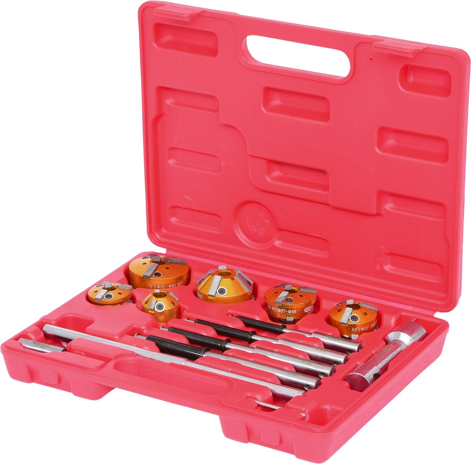KS Tools 150.3570 universal valve milling set for cutting valve seats, 11 pieces.