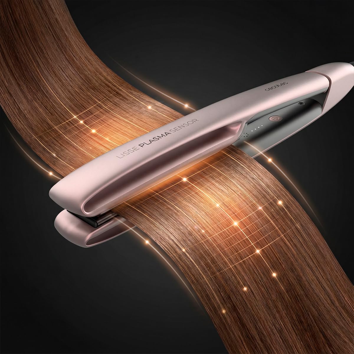 Cecotec Prostownica z inteligentnym czujnikiem i płynnymi płytami pływającymi z czarnego czujnika plazmowego. Technologia plazmowa, powłoka nanojedwabna, temperatura 160°-220°C, zimna końcówka
