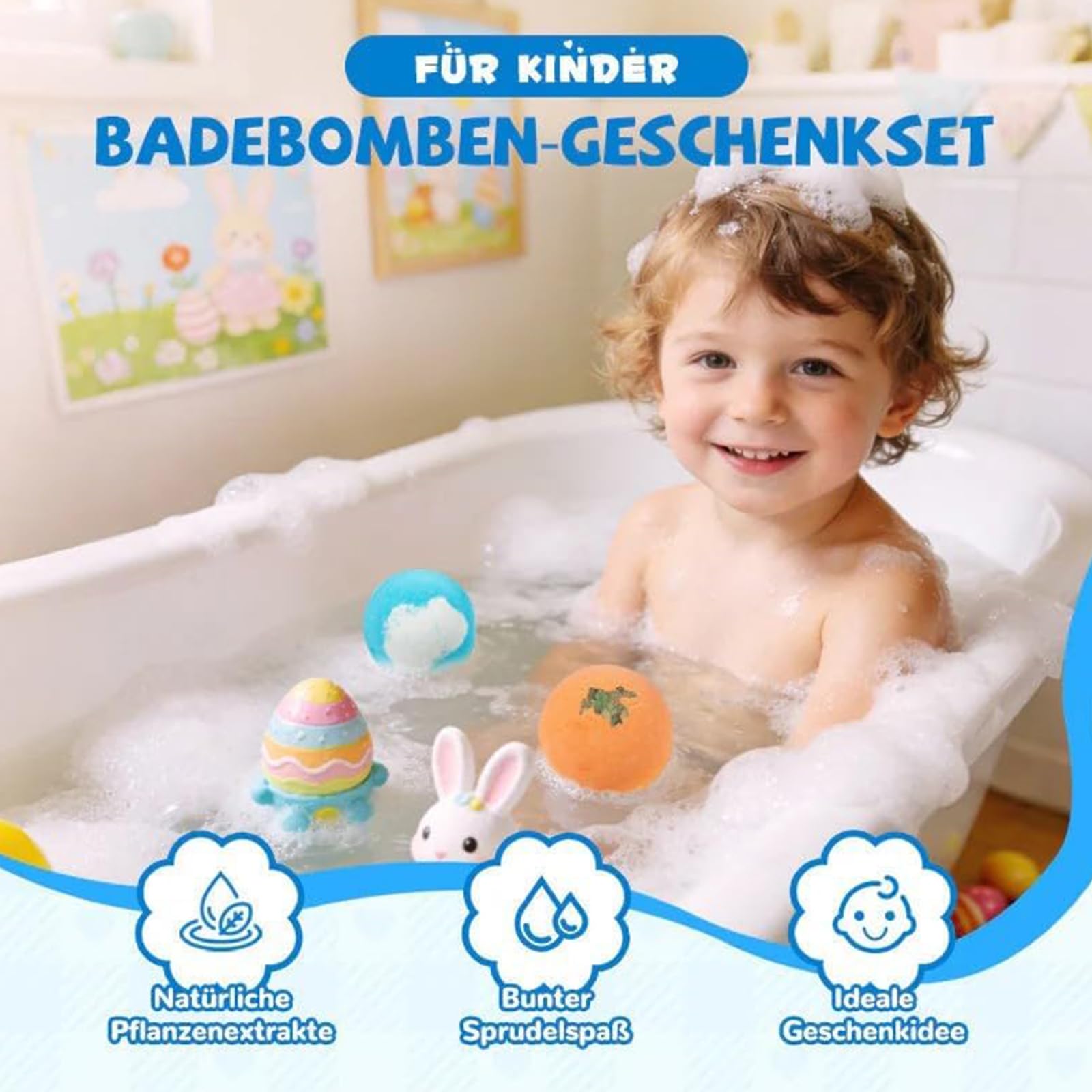Set Regalo di 12 Bombe per il Bagno WMFASBAG, Colorate e Organiche con Sorpresa Interna, Giochi di Bolle Frizzanti Sicuri per Bambini, Regalo Educativo Dolcemente Sicuro per Pasqua Ragazzi
