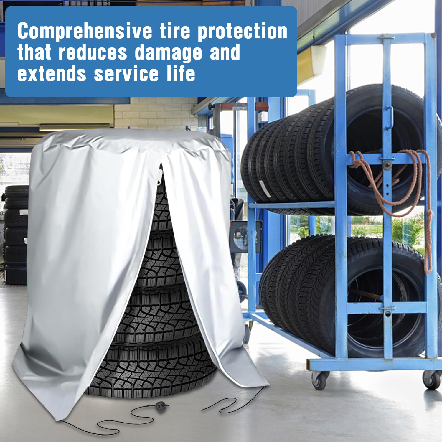 Borse Copripneumatici Auto Impermeabili – Set Per 4 Gomme 18-22 Pollici, In Nylon Argentato Con Chiusura A Zip E Coulisse