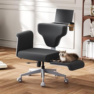Newtral FX-FF Bürostuhl mit/ohne Armlehne Verstellbar, Schreibtischstuhl mit Gummirollen, Schminktisch Stuhl, Schneidersitz Stuhl Criss Cross Chair, Drehstuhl Office Chair (Freedom-X FF, Schwarz) - Amazon product rated Grade A