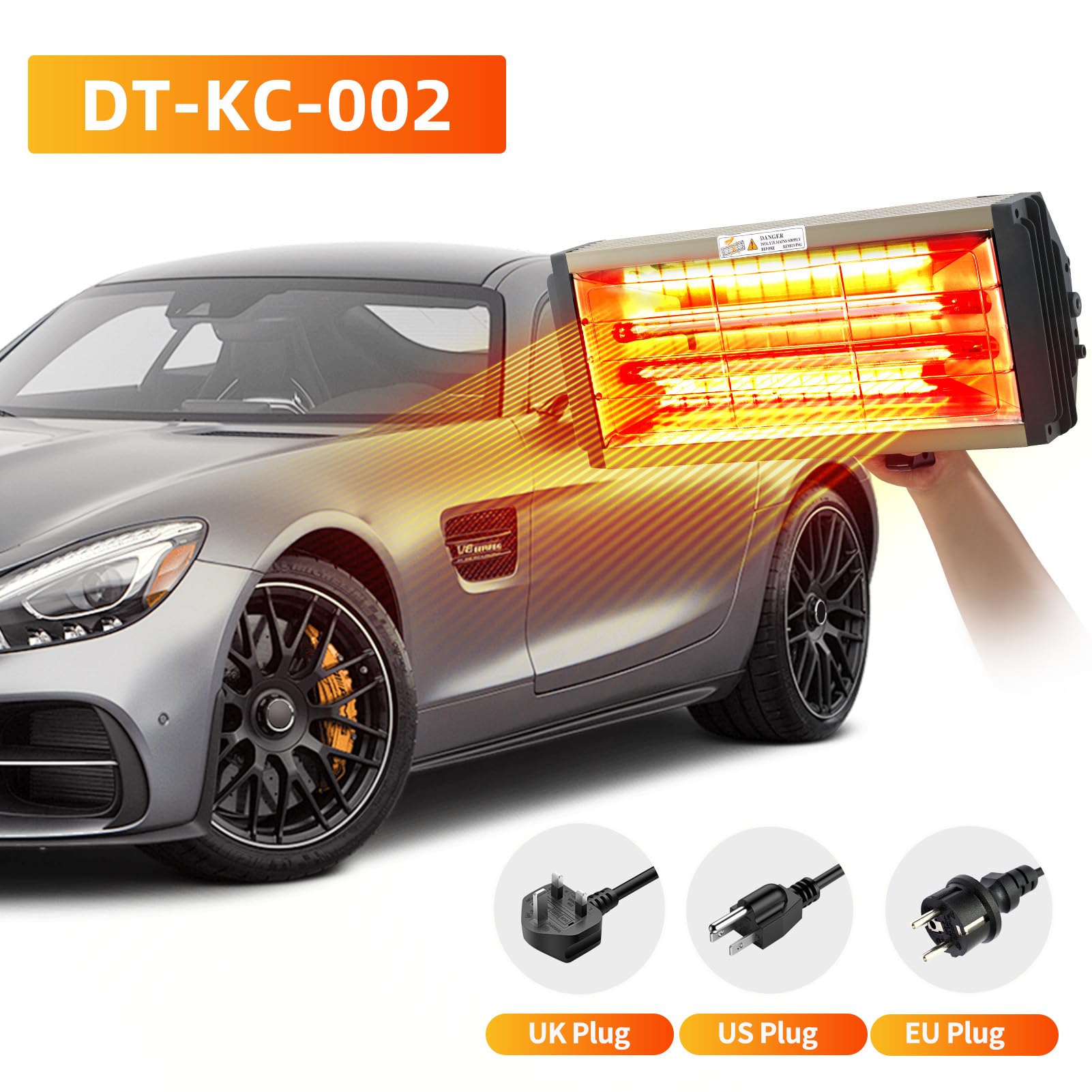 DATOUBOSS Lampada per polimerizzazione della vernice a infrarossi a onde corte da 2000 W, asciugatrice per riparazione carrozzeria auto, luce di cottura portatile, strumento per cabina spray per