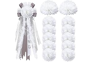 12 Pcs Homecoming Mums, 7' White Artificial Silk Flowers, DIY Homecoming Mum...