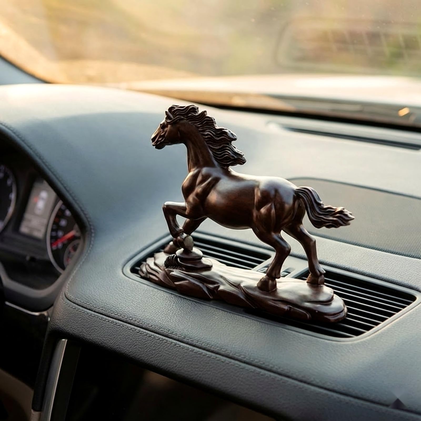 Amazon.co.jp: LOGOFUN 木製馬の置物 木製 干支 馬像 中国の馬の彫刻