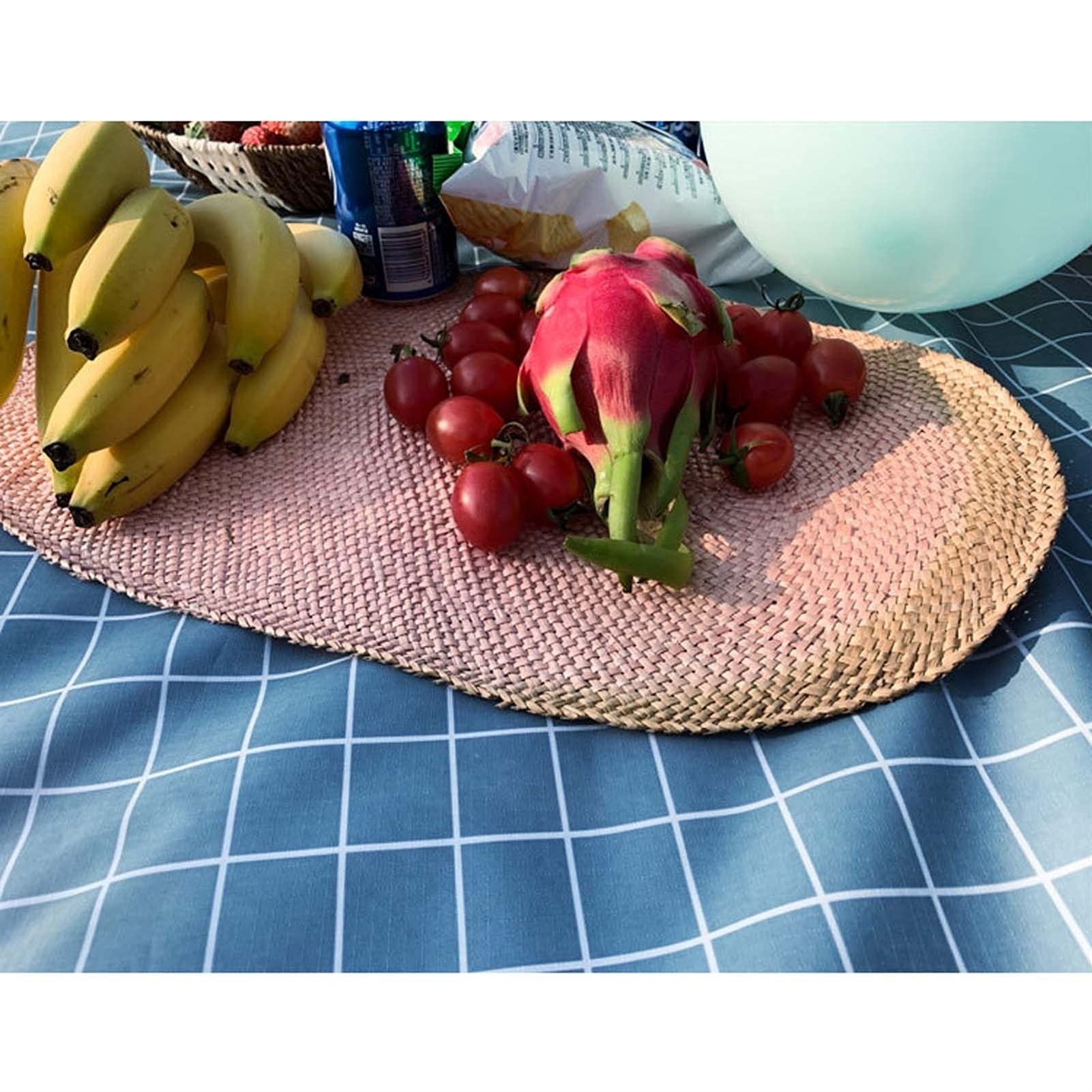 Couverture Pique Niques Imperméable, Portable Tapis Pique Niques, Nappe Picnic Natte de Plage pour Jardin Camping Extérieur (Color : Blue Grid, Size : 150x200cm)