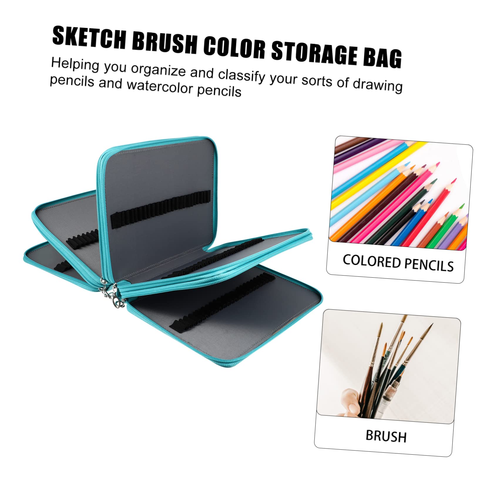 OSALADI Astuccio Portamatite da Disegno Multiuso Blu 184 Fori Pu | Grande Capienza Multitasca, Pieghevole per Matite da Schizzo, per Scrittori Adulti