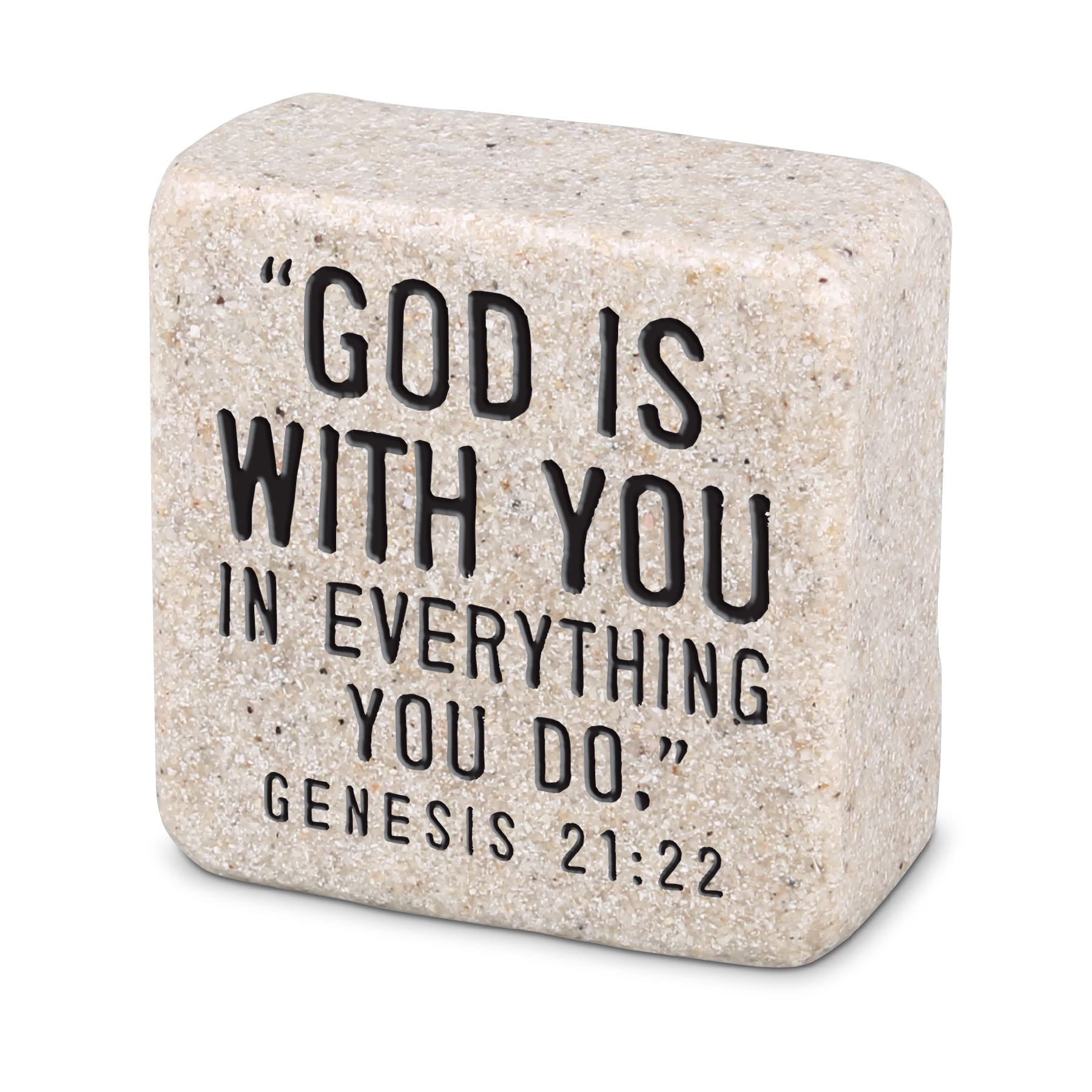 Lighthouse Christian Products With You In Everything Scripture Block Cream 2.25 Inch Cast Stone Plaque