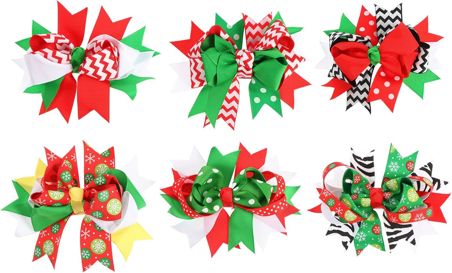 FRCOLOR Christmas Hair Bows for Girls 6pcs Grosgrain Ribbon Hair Clips Bowknot Hairpin Bows Barrettes Christmas Hair Accessories for Kids