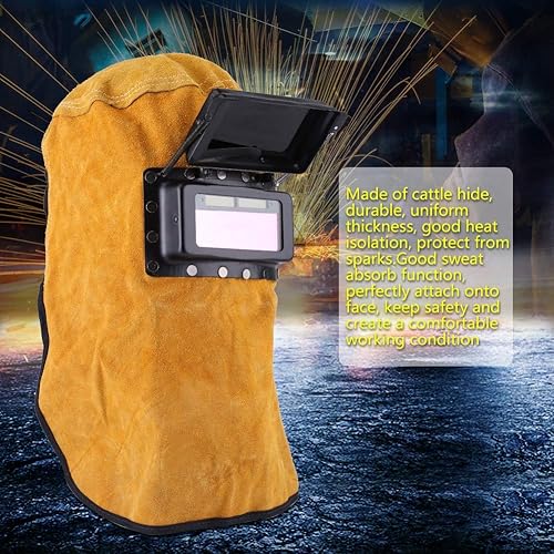 Miniatura 4 de Máscara de protección de casco de soldadura con lente de filtro de oscurecimiento automático, casco de soldador de máscara de cuero