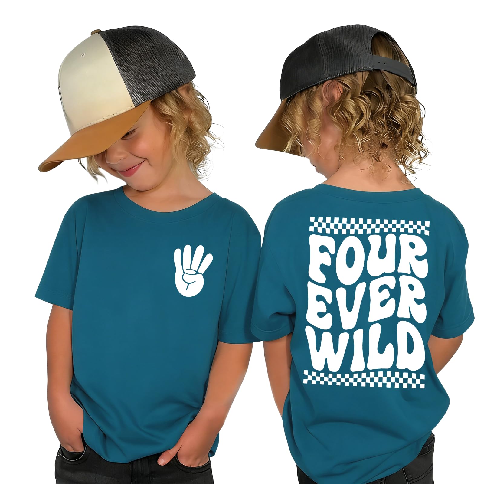 4° compleanno ragazzo t-shirt Four Ever WILD stampa maglietta quarto compleanno maglietta per ragazzi bambini maglietta estiva a maniche corte top quattro anni annuncio abiti