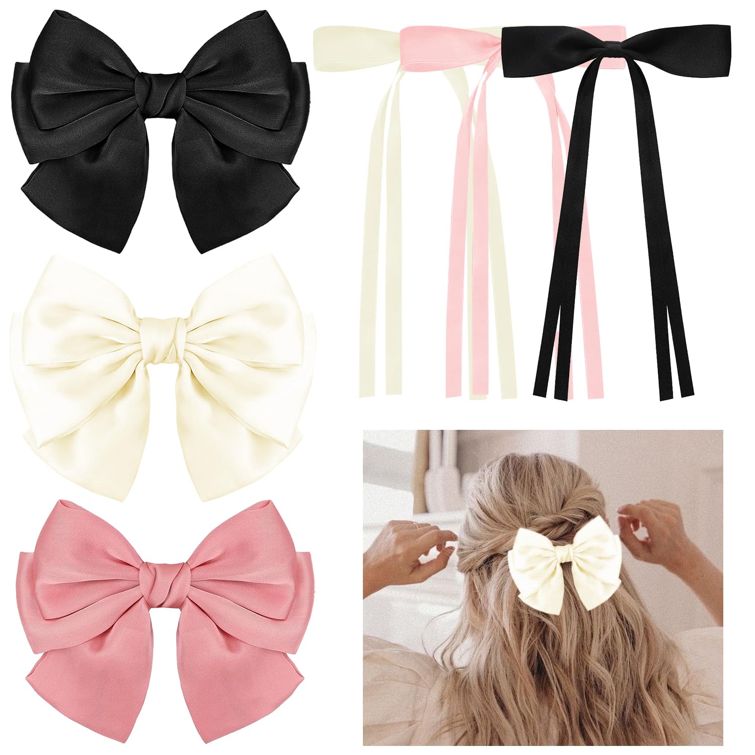 Asaisimg 6 Pcs Bow Hair Clips Set