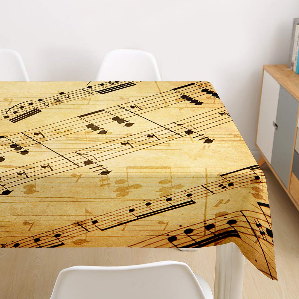 Nappe de repas pour fêtes de jardin motif de musique jaune 90x90cm