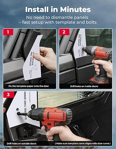 Miniatura 5 de KEMIMOTO Espejos laterales mejorados para montar en la puerta, espejos de puerta de gran tamaño compatibles con Polaris Ranger 1000 570 Northstar XP