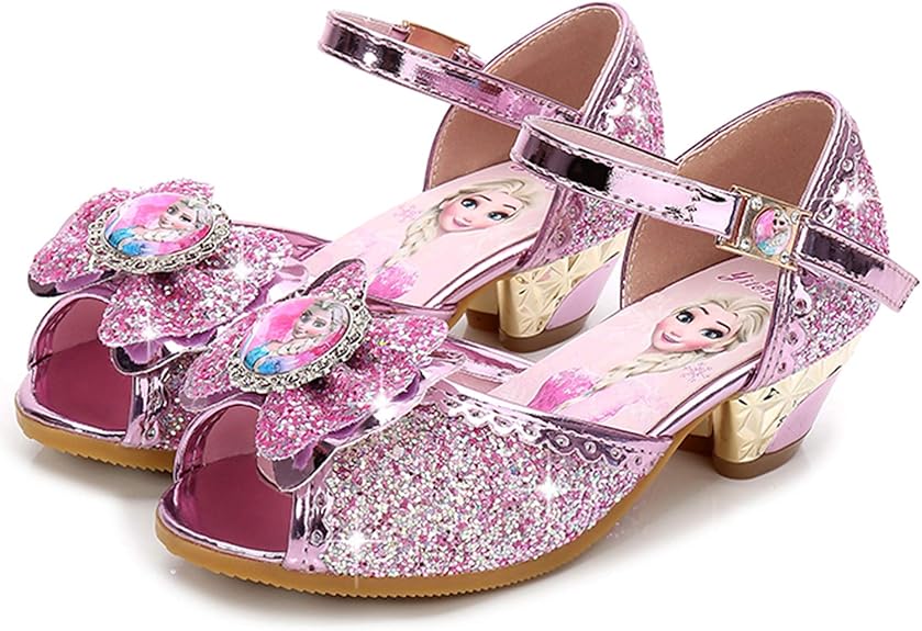 FStory&Winyee Muchacha Sandalias Princesa Tacones Elsa Niñas Partido Cristales de Purpurina Reina de Hielo Ropa Carnaval